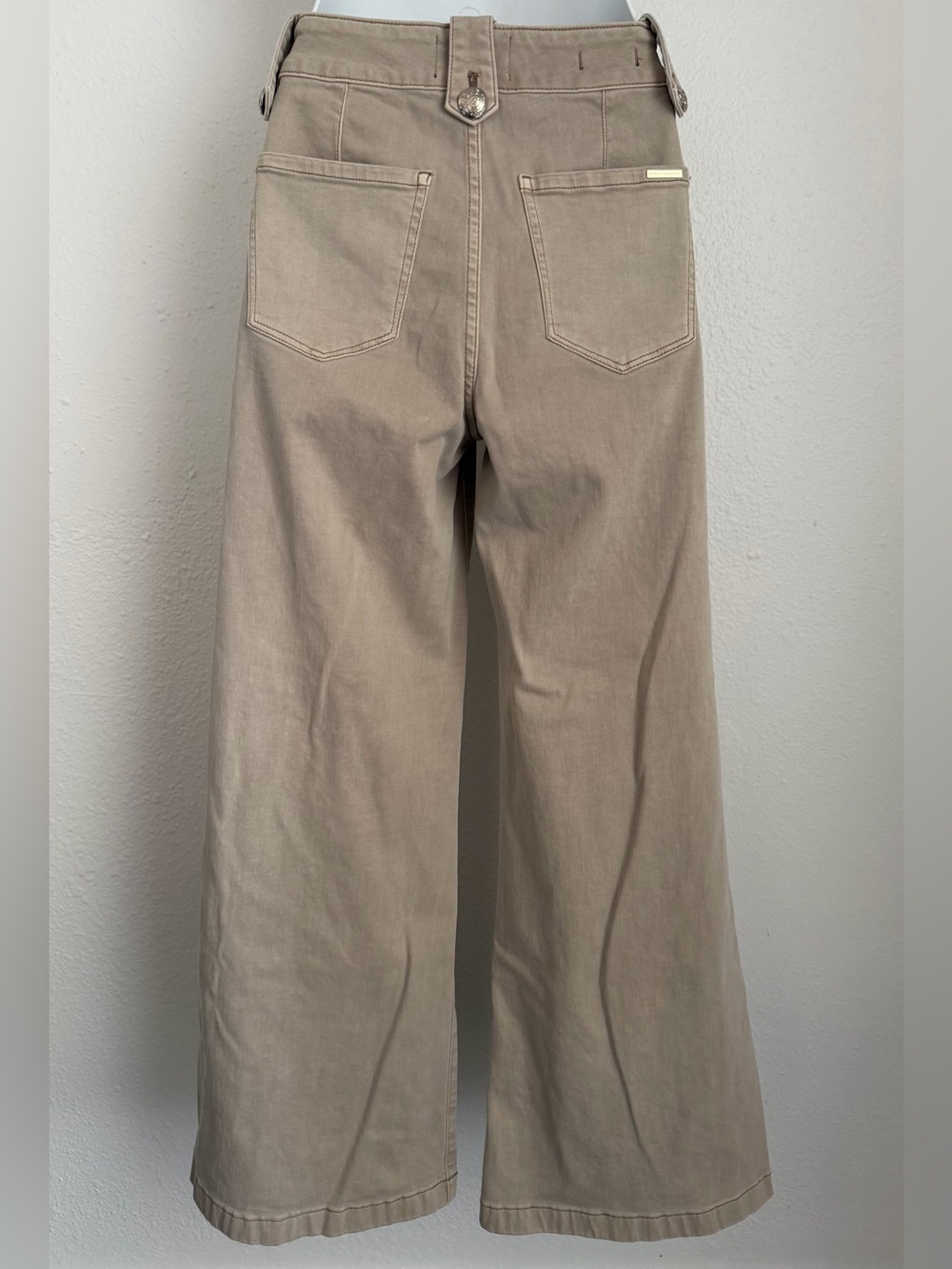 White House Black Market Khaki Wide-Leg Sailor Button Jeans - Picture 2 of 5
